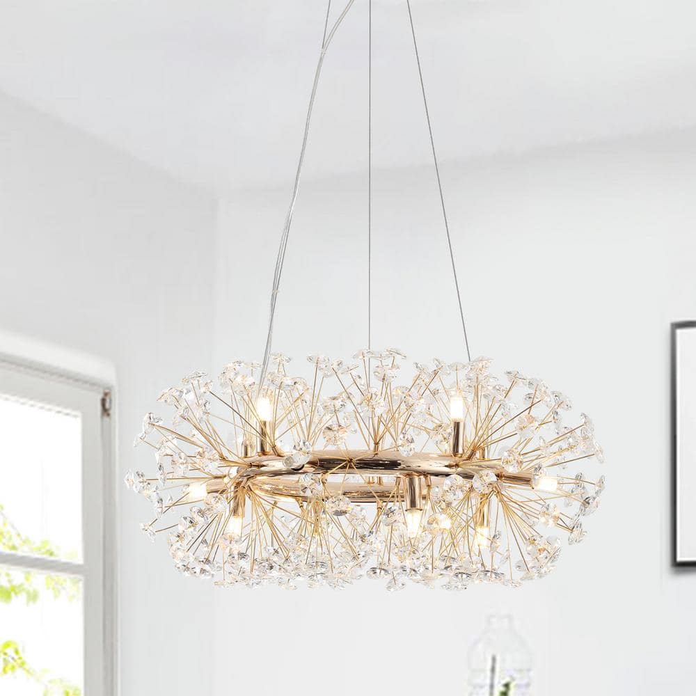 ZJVAIVE 12-Light Gold Pedant Design Linear Chandelier Lighting