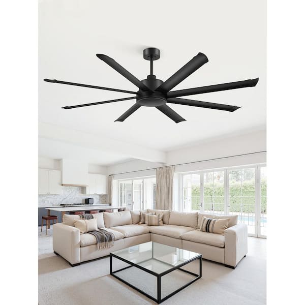 HINNIXY 72 Inch Black Large Industrial Ceiling Fan without Light