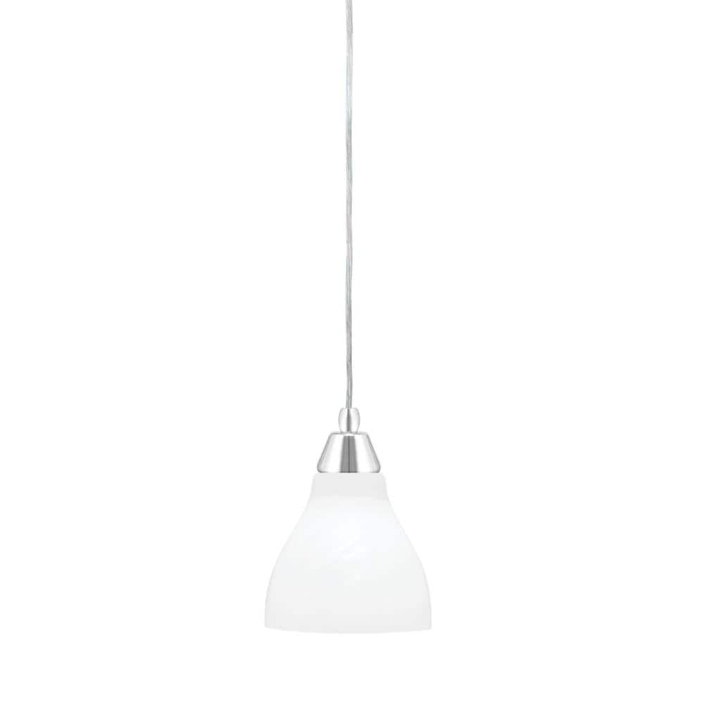 Bryson 6.25 in. 1-Light Chrome Cord Pendant Light with 6.25 in. White Marbl