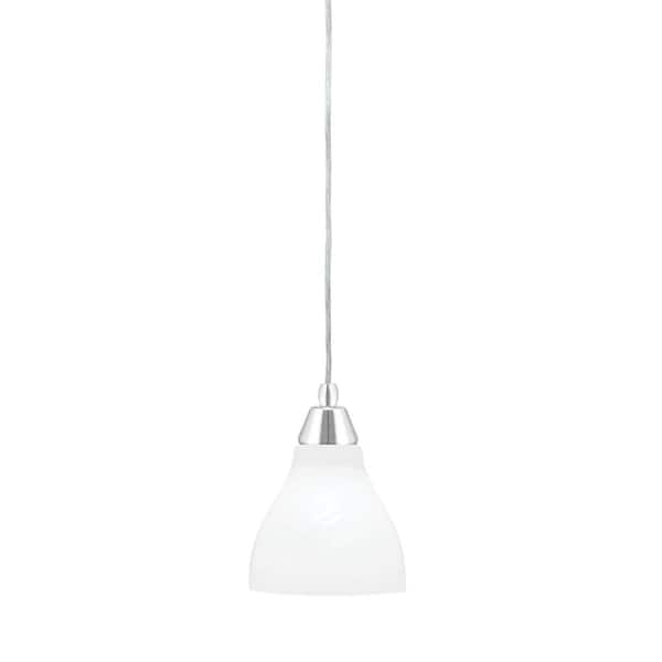 Unbranded Bryson 6.25 in. 1-Light Chrome Cord Pendant Light with 6.25 in. White Marble Glass Shade, no bulb included