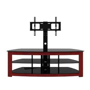 60 in. Walnut MDF TV Stand with 3-Tier Storage Space Fits TV's Up To 65 in.