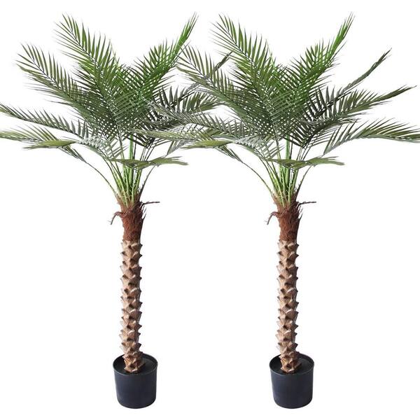 60 in. Artificial Green Indoor/Outdoor Palm Tree Faux Sago Palm Plant with  18 Trunks in Pot in 2 Pack 59C1124D1581 - The Home Depot