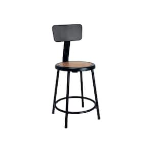 Felix Collection 24 in. Stool with Backrest, Black Metal Frame, Masonite Seat Pan, AssemblyReady