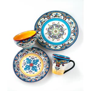 Zanzibar 32-Piece Patterned Multicolor/Spanish Floral Design Ceramic (Service for 8)