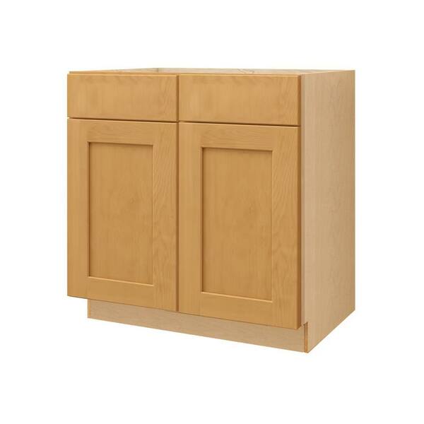 Aberdeen Recessed 36 in. W x 34.5 in. H x 24 in. D Assembled Plywood Sink Base Cabinet in Caramel
