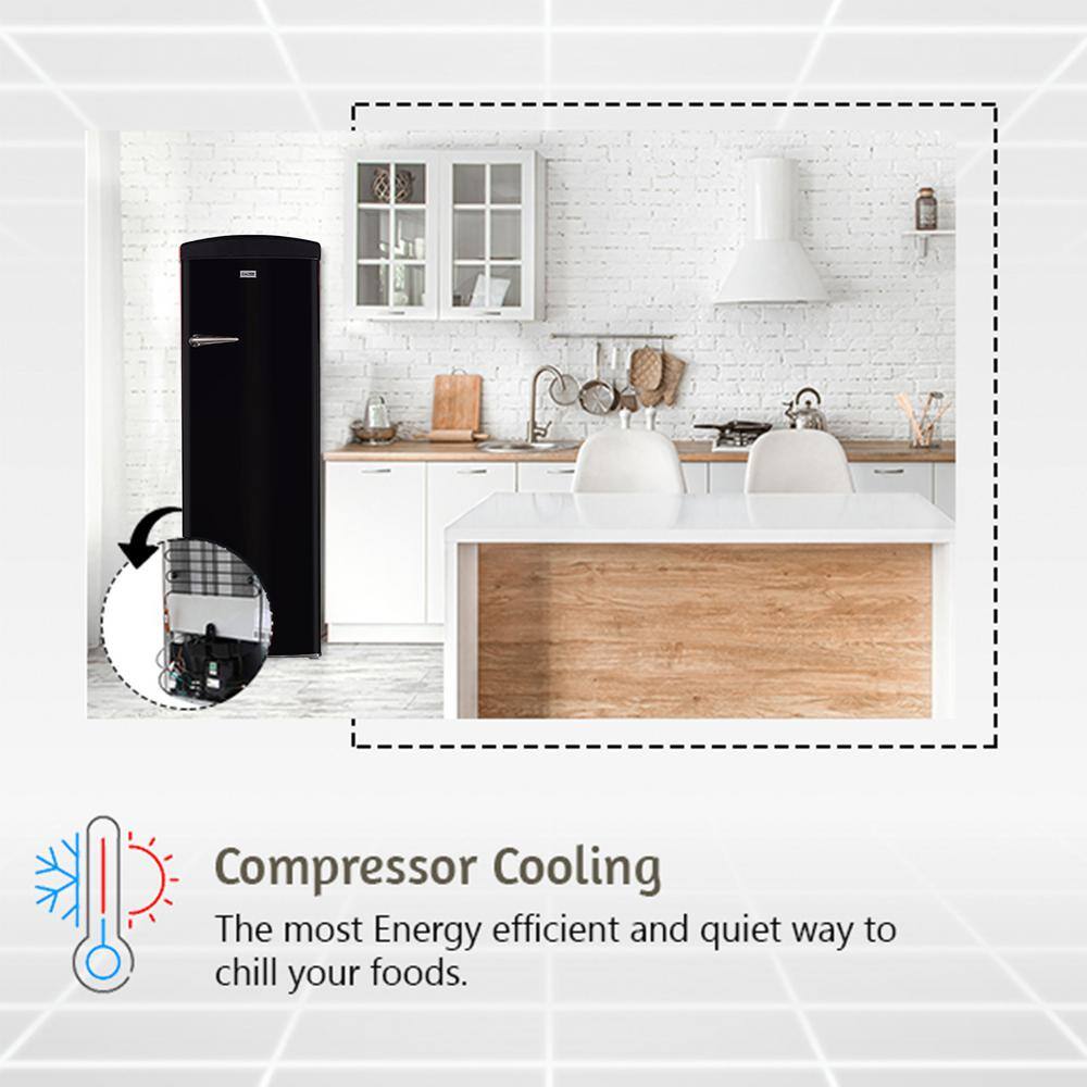 Black Retro Single Door Refrigerator with Frost Free Technology