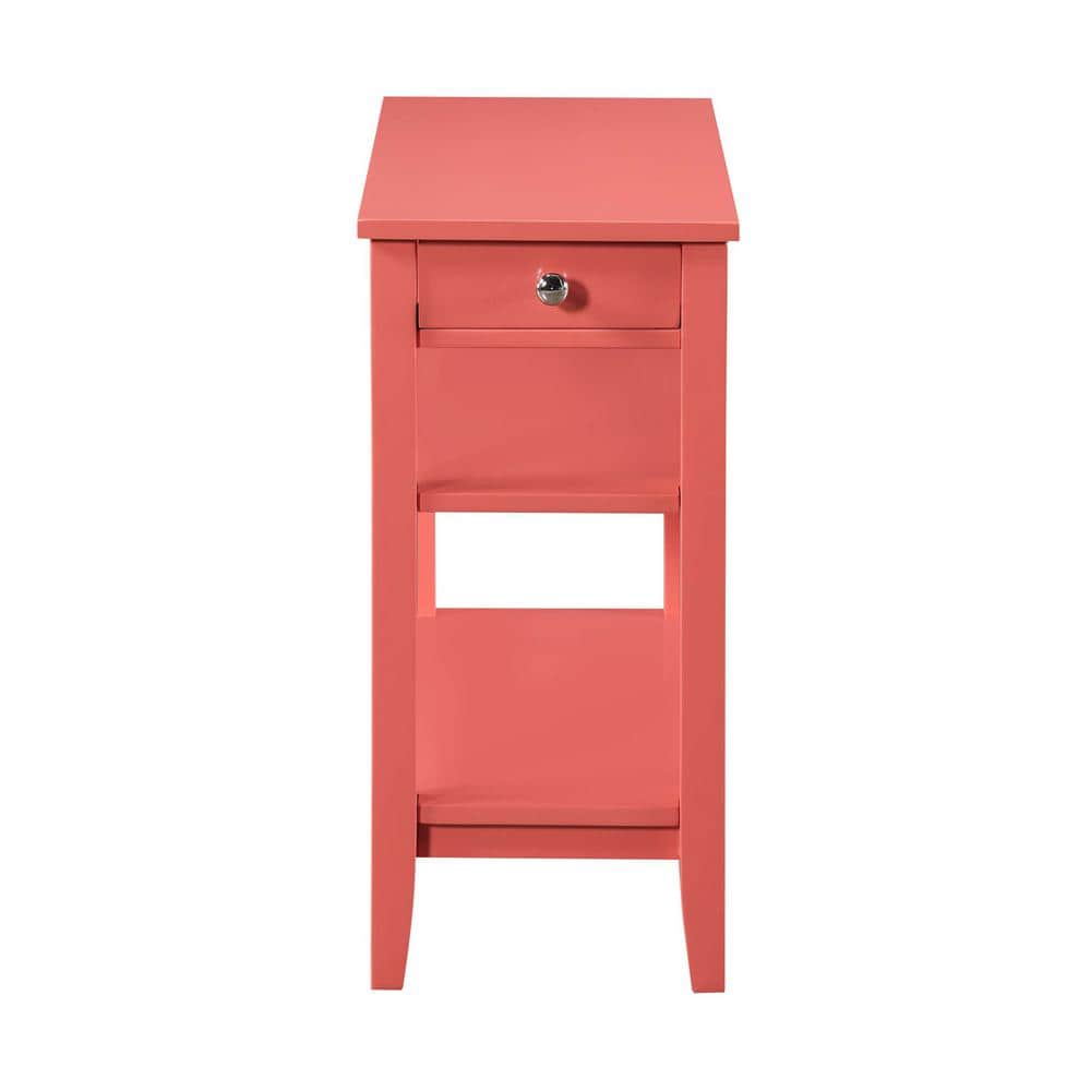 Coral Transitional Rectangular Chairside End Table with Storage