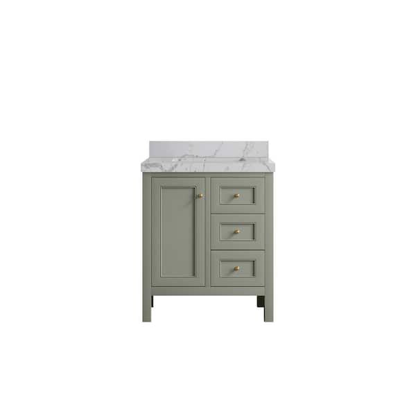 Willow Collections Nashville 30 in. W x 22 in. D x 36 in. H Single Sink Bath Vanity Center in Evergreen with 2 in. Venatino Quartz Top