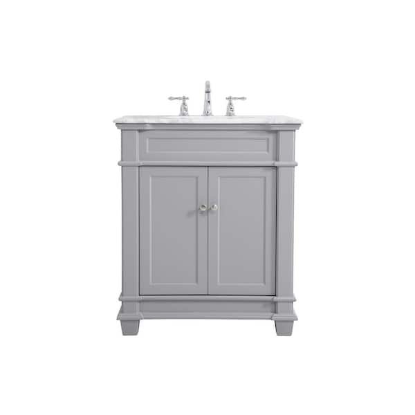 Unbranded Timeless Home 30 in. W x 21.5 in.D x 35 in.H Single Bath Vanity in Grey with Marble Vanity Top in White with White Basin