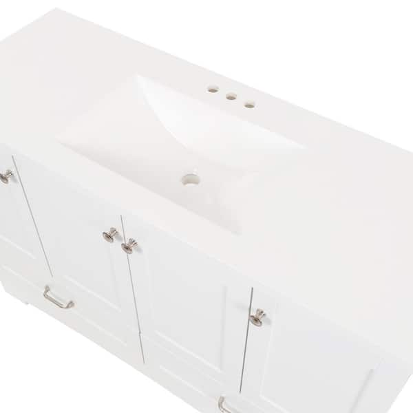 Lancaster 60 in. W Bathroom Vanity in White with Cultured Marble Vanity Top in White with White Sink
