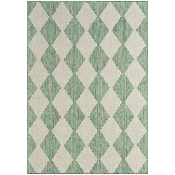 Nourison Positano Blue Green 4 ft. x 6 ft. Diamond Contemporary Area Rug