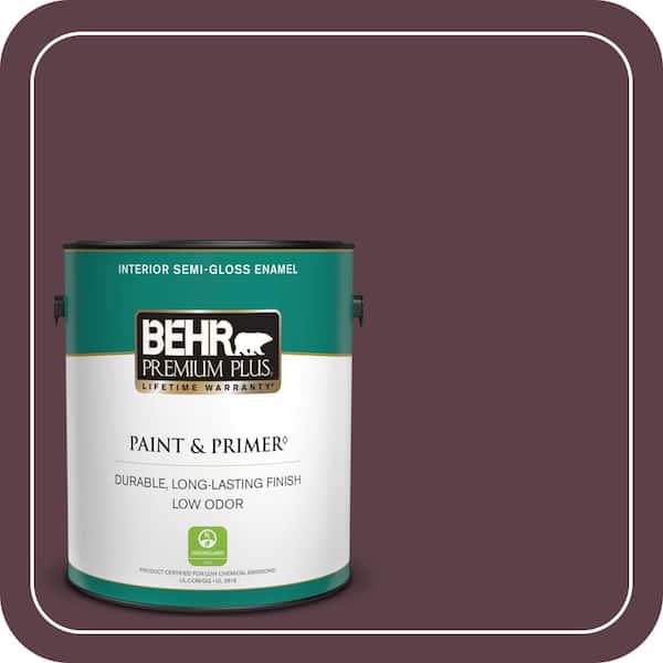 BEHR PREMIUM PLUS 1 gal. #QE-63 Napa Wine Semi-Gloss Enamel Low Odor Interior Paint & Primer