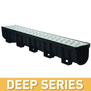 Deep Series 5.4 in. W x 5.4 in. D x 39.4 in. L Trench and Channel Drain Kit w/Stainless Steel Grate