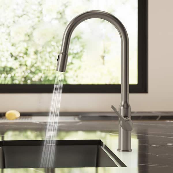 19.8 in. H Single Handle Pull Down Sprayer Kitchen Faucet with 360° Swivel 1.8 GPM in Stainless Steel