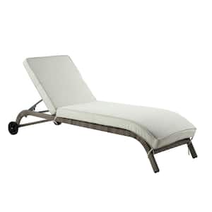 Gray PE Wicker Outdoor Salena Patio Chaise Lounge with Beige Cushions (No Assembly Needed)