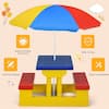 FORCLOVER 1-Piece Plastic Kids Picnic Folding Table and Bench Set Outdoor Dining Set with Umbrella in Yellow COWY-CL70475