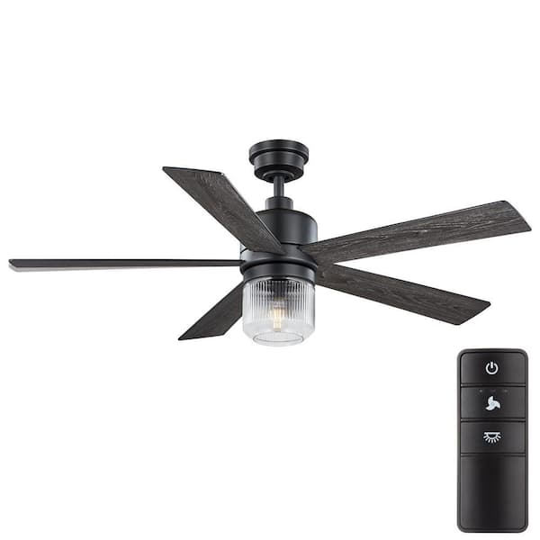 Home Decorators Collection 52 in. Veterno Indoor Matte Black LED Ceiling Fan with Remote Control