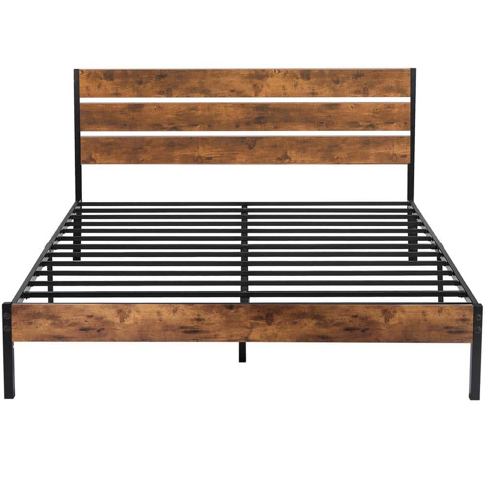 Betty枠 VECELO Queen Size Metal Platform Bed Frame with Wooden