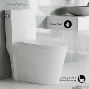 St. Tropez 1-Piece 1.28 GPF Single Flush Elongated Toilet in White Seat Included