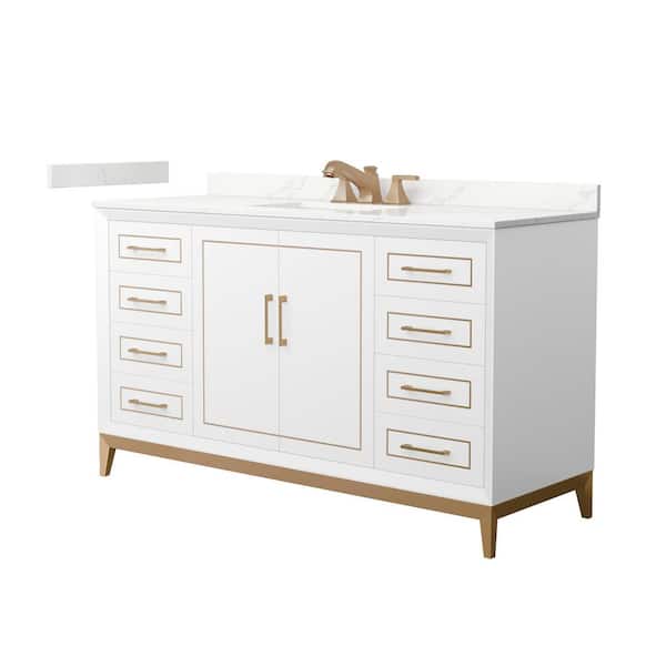 Wyndham Collection Marlena 60 in. W x 22 in. D x 35.25 in. H Single Bath Vanity in White with Giotto Quartz Top