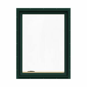 30.75 in. x 40.75 in. W-2500 Series Green Painted Clad Wood Left-Handed Casement Window with BetterVue Mesh Screen