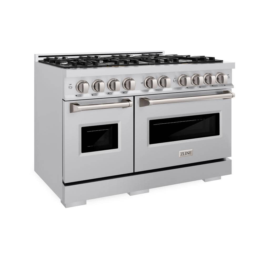 ZLINE 48" Stainless Steel Dual Fuel Range with 8 Burners and Griddle