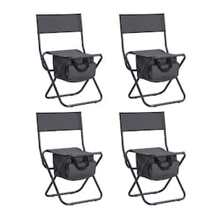 4-Piece Metal Folding Outdoor Chair with Storage Bag, Portable Chair for Indoor, Outdoor Camping, Picnics and Fishing