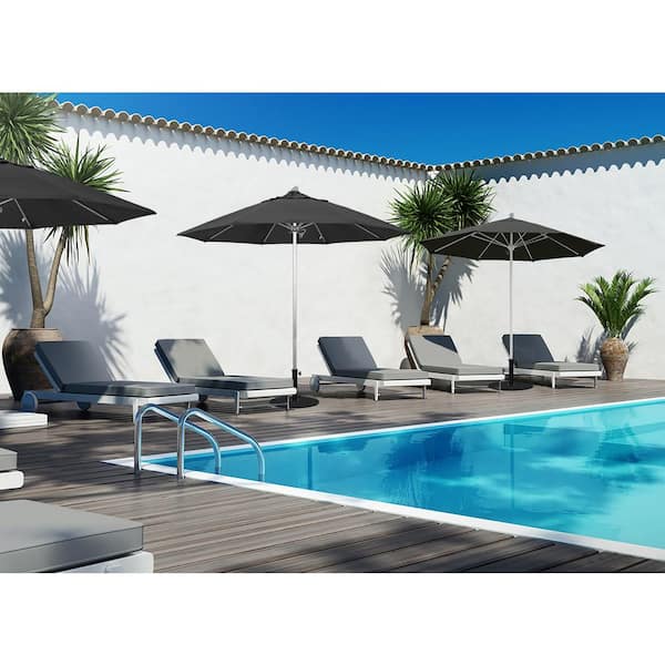 9 ft. Bronze Aluminum Commercial Market Patio Umbrella with Fiberglass Ribs and Push Lift in Sunset Olefin