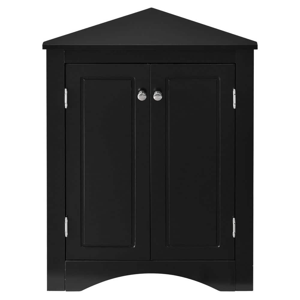 23.6 in. W x 17.2 in. D x 31.5 in. H Black MDF Freestanding Triangle Linen Cabinet with Door, Adjustable Shelf price history on PriceWatchPro