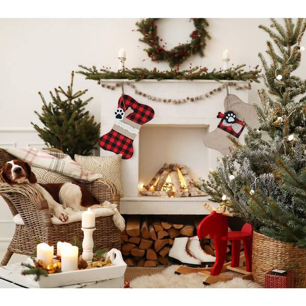 Small Christmas Stockings, Mini Xmas Buffalo Plaid Stocking