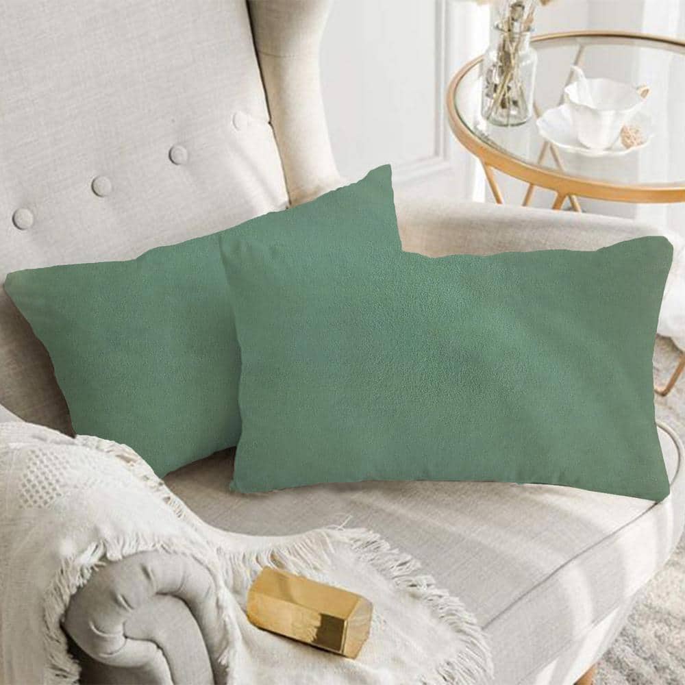 Como Green Velvet Decorative Pillow Covers Set of 2