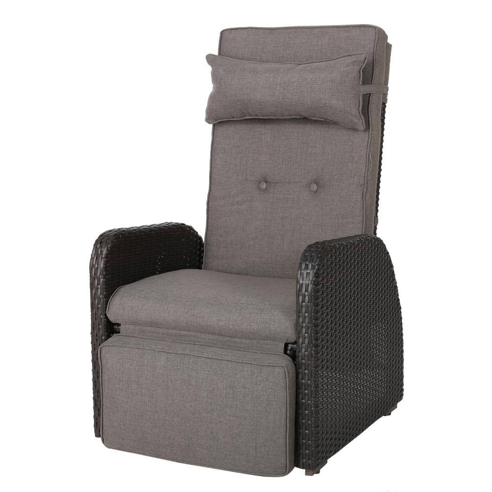 Grey Cushioned Aluminum Reclining Lounge Chair