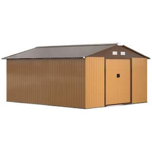 134.4 in. x 152.4 in. Yellow Metal Garden Storage Shed with Foundation (141 sq. ft.)
