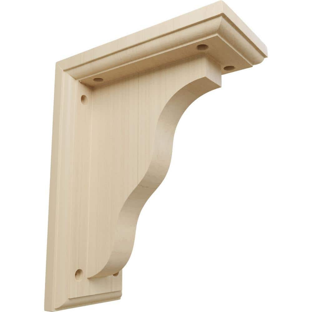 Ekena Millwork BKT03X07X09HARW 3 1/2W x 7D x 9H Hamilton Traditional Bracket, Rubberwood