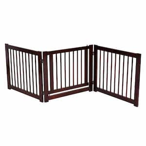 24 in. H Wood Gate Configurable Folding Freestanding 3 Panel Wood Dog Fence Pet Gate with Walk Through Door