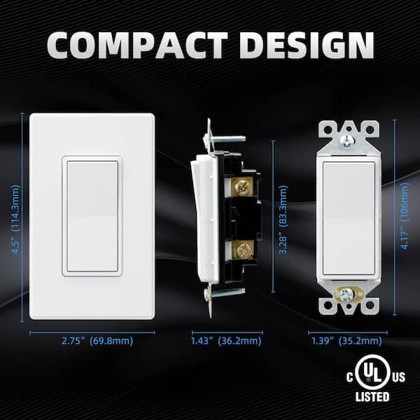 ELEGRP Decorator 15 Amp 120-Volt Single Pole Rocker AC Quiet Light