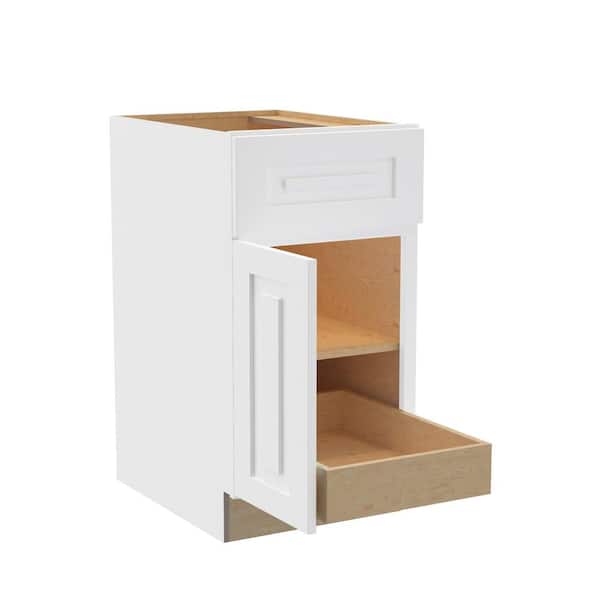 Home Decorators Collection Grayson 18 in. W x 24 in. D x 34.5 in. H Assembled Plywood Base Kitchen Cabinet in Pacific White with 1ROT Soft Close LH