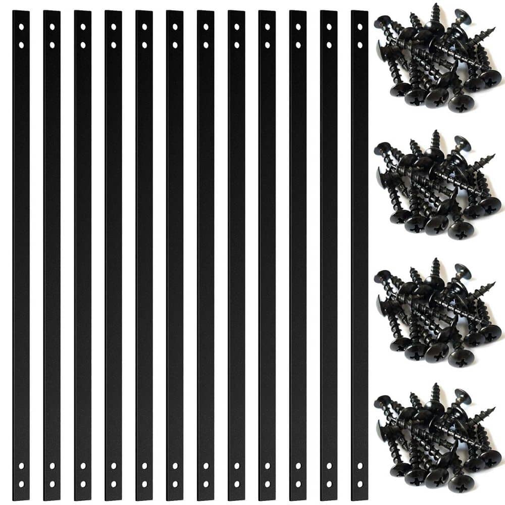 Afoxsos 32 in. H x 1 in. W Black Metal Stair Railing Kit with 51-Pack ...