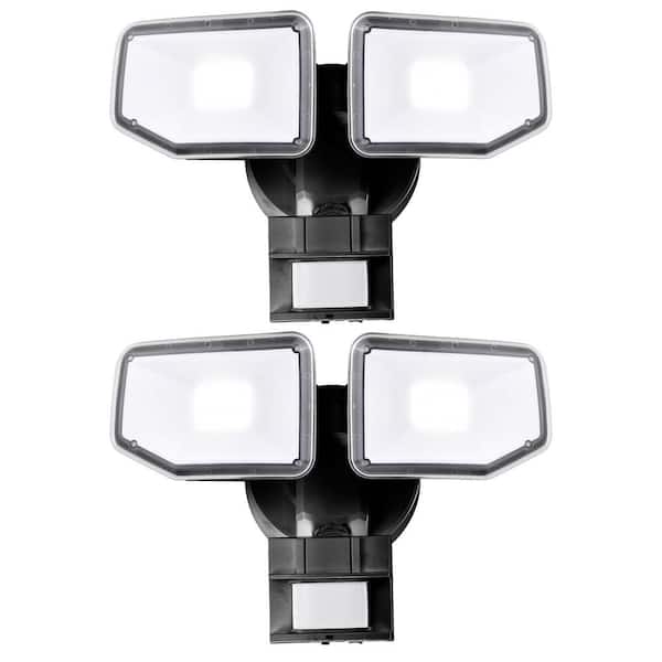 40-Watt 4000-Lumen 180° Black Motion Sensor Dusk to Dawn Outdoor Integrated LED Security Flood Light 2-Pack