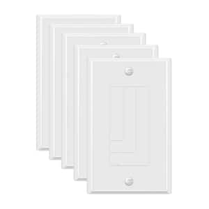 1-Gang White Gloss Decorator/Rocker Outlet Metal Wall Plate, 5-Pack