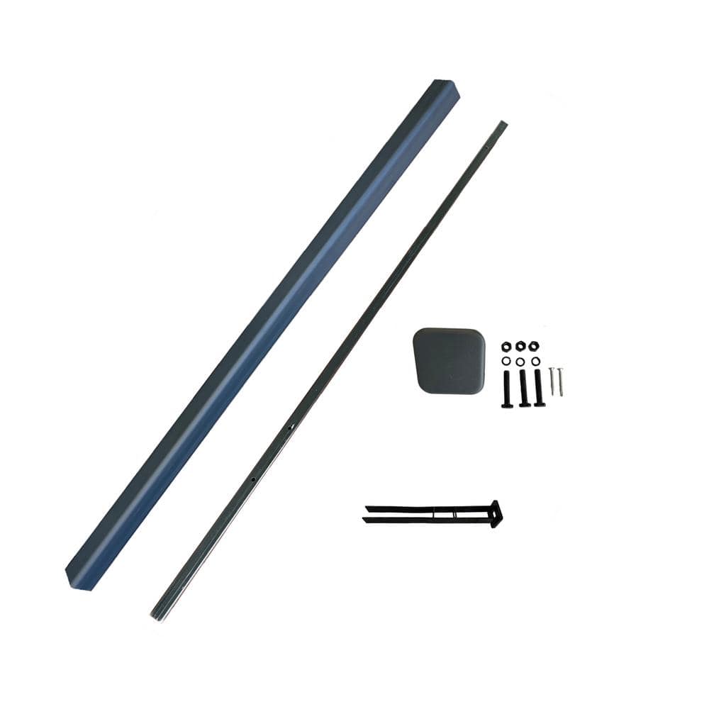 3 in. x 3 in. x 6 ft. Gray Aluminum Alloy Inner Metal Fence Gate Post Kit f