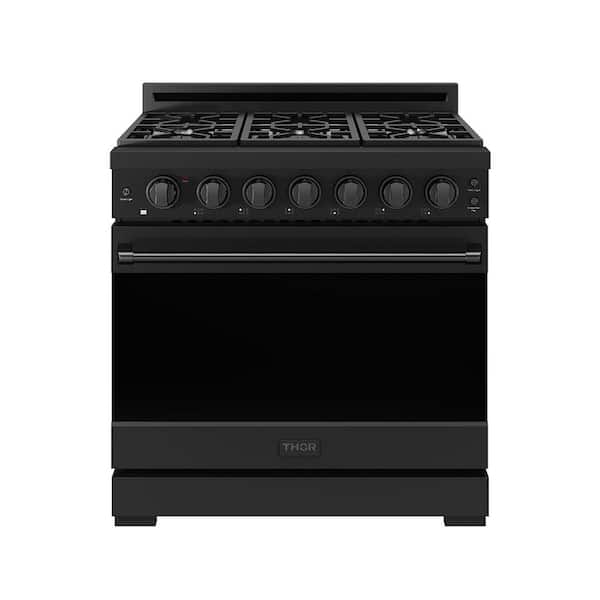 36 In. 6 Burners Freestanding Professional Gas Range In Black With Convection