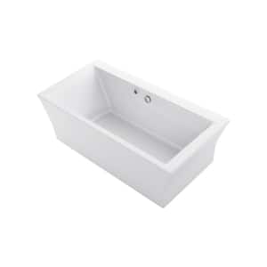 Stargaze 72 in. x 36 in. Acrylic Flatbottom Freestanding Bathtub with Bask Heated Surface in White