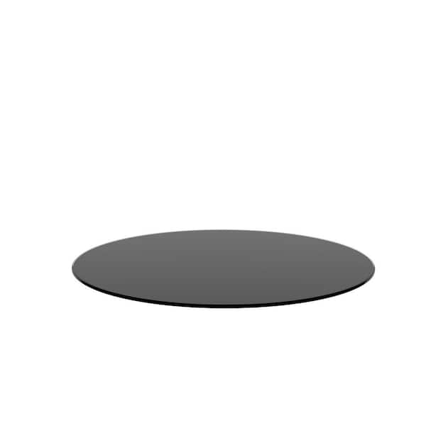 Angel Sar 35.8 in. Round 1/4 in. Thick Tempered Glass Table Top with Round Polished Edge, Black