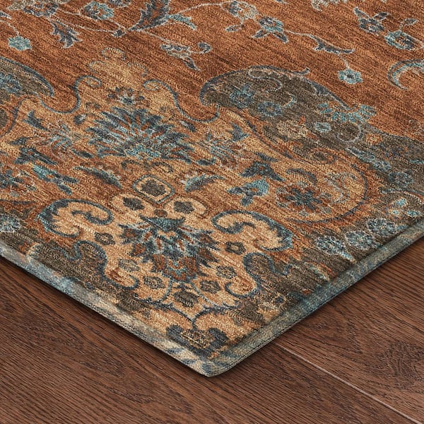 Mayfield Premium Machine Washable Abstract AMF2489 Paprika 8 ft. x 10 ft. Area Rug