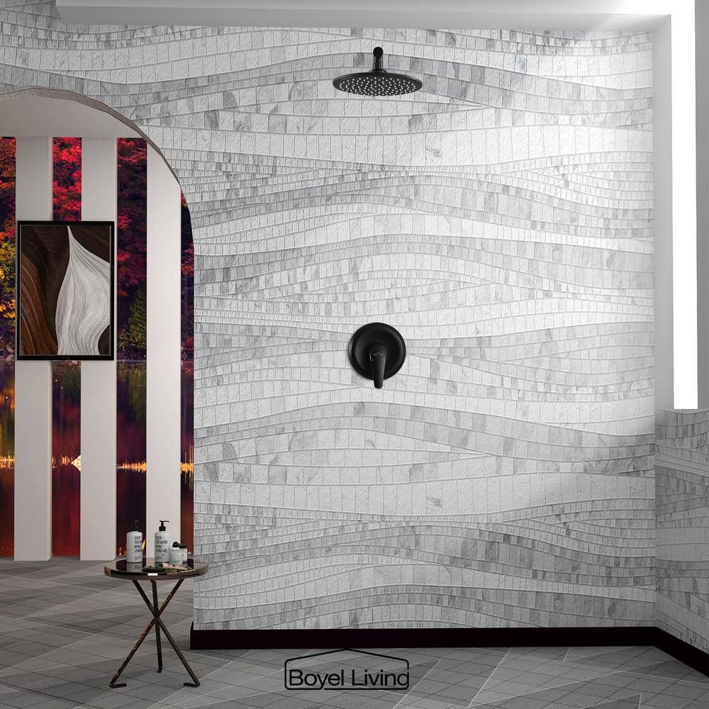 Matte Black Brass Wall Mounted Rain Shower System