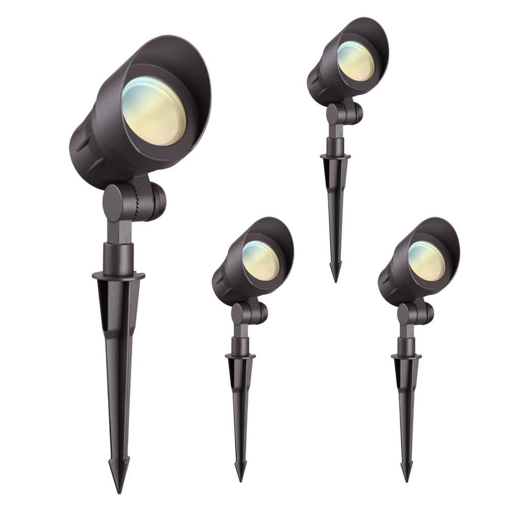Bronze 4-Pack Low Voltage LED Landscape Spotlights