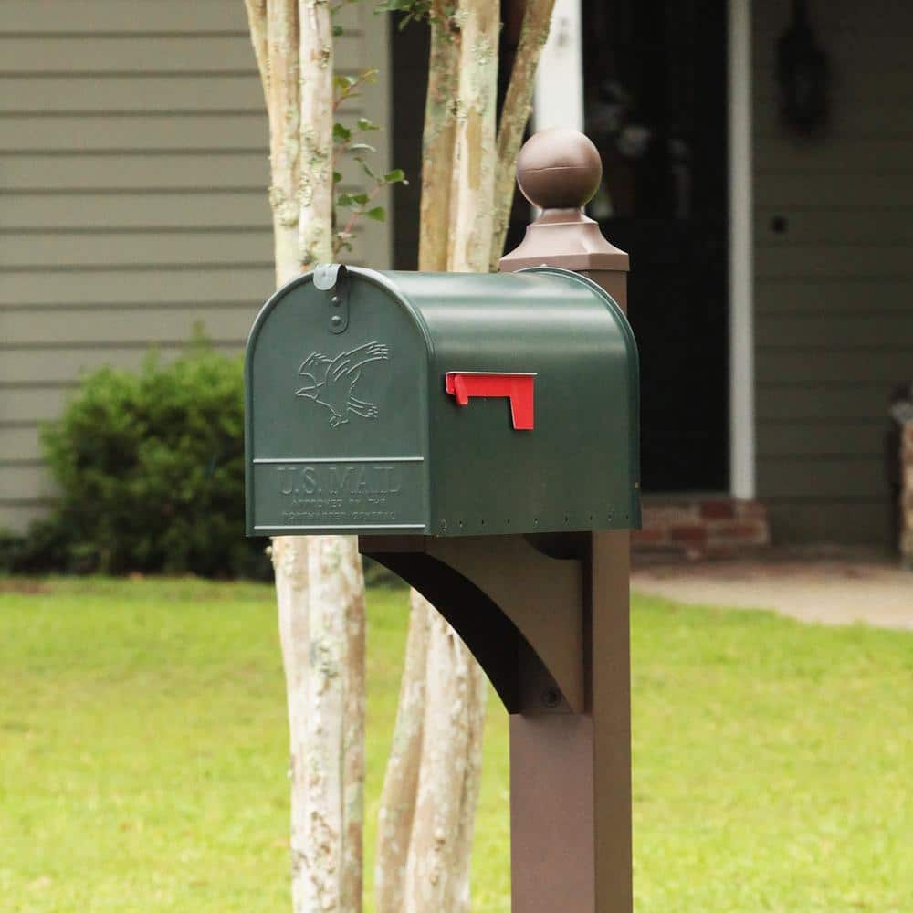 Elite Large Green Powder Coated Steel Post Mount Mailbox