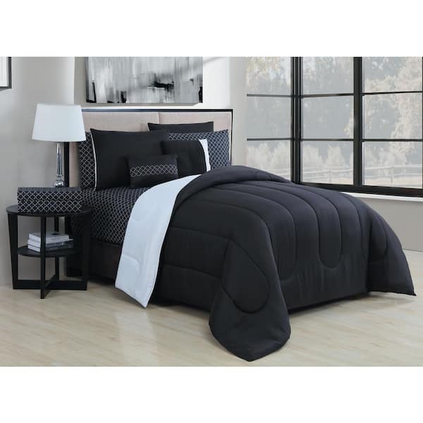 Geneva Home Fashion 7 Piece Solid Black White Twin Comforter Set Sol7pctwinghbw The Depot - Black White Bedding Twin Geneva Home Fashion 7 Piece Solid Black White Twin Comforter Set Sol7pctwinghbw The Depot - Black White Bedding Twin