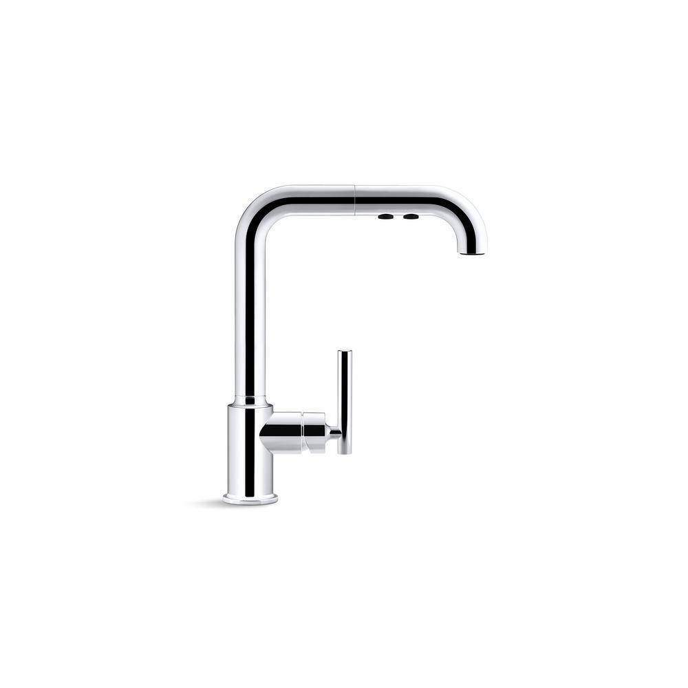 Polished Chrome Pull-Out Kitchen Faucet with Spray